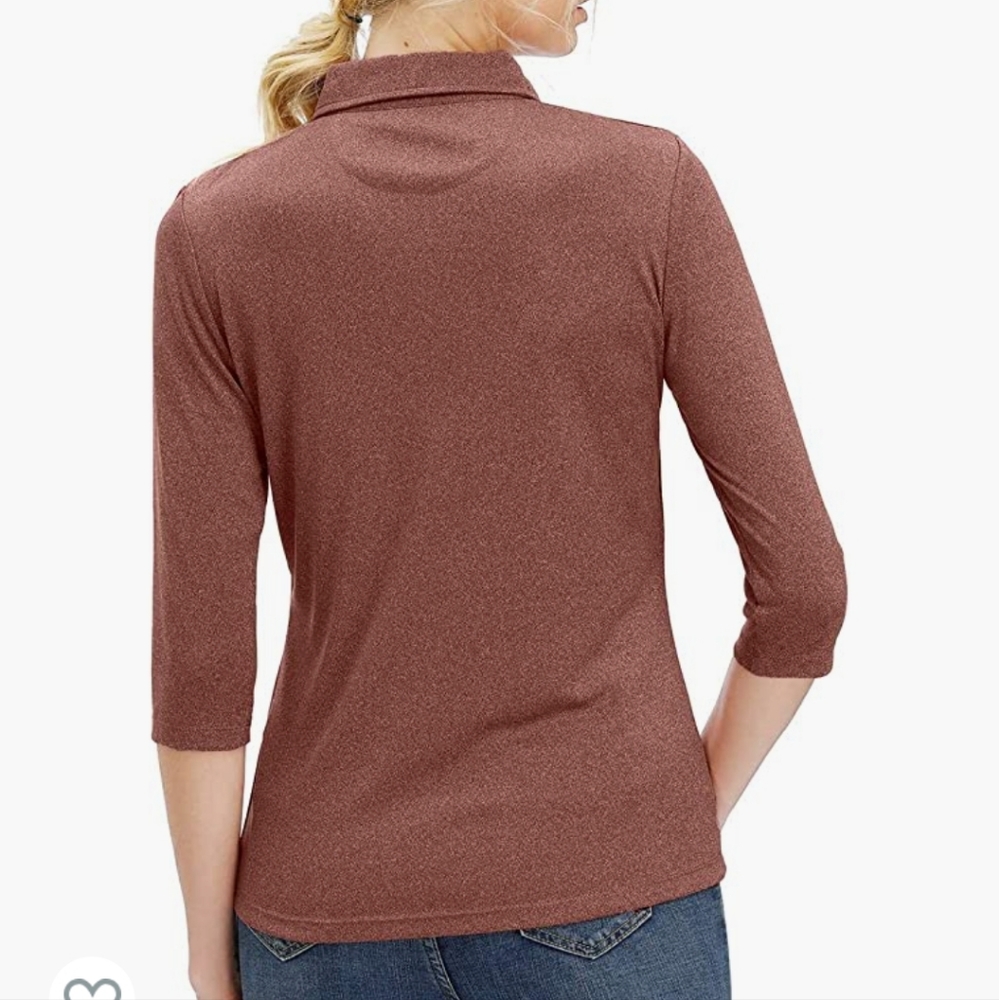 Moheen 3/4 Sleeve V Neck Golf Shirts Moisture Wicking Performance Knit Tops /L. - Picture 2 of 10